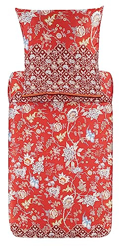 Bassetti Vicenza Bettwäsche + 1 Kissenhülle aus 100% Baumwollsatin in der Farbe Rot R1, Maße: 155x220 + 1 K 80x80 cm - 9325848