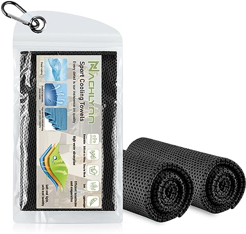 NACHLYNN Set di 2 asciugamani rinfrescanti, 100 x 30 cm, in microfibra fredda, per fitness, sport, viaggi, yoga
