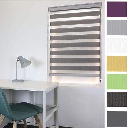 Verdunkelung Dachfenster Rollo 90 x 250 cm 100 Sichtschutz Sonnenschutz Klemmfix Thermorollo Fensterrollo Seitenzugrollo mit Bohren für Fenster, Dunkelgrau