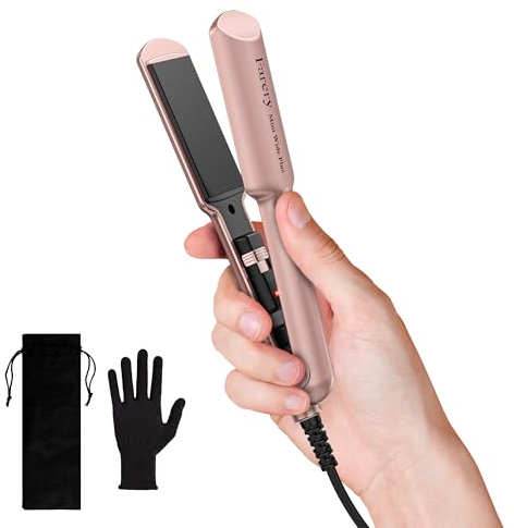 Farery Mini Flat Iron for Short Hair, 1.5 Inch Ceramic Mini Hair Straightener with Argan Oil Infused, 15s Fast Heat, Anti-Scald, 100-240V Dual Voltage, Portable Travel Flat Iron with Storage Bag