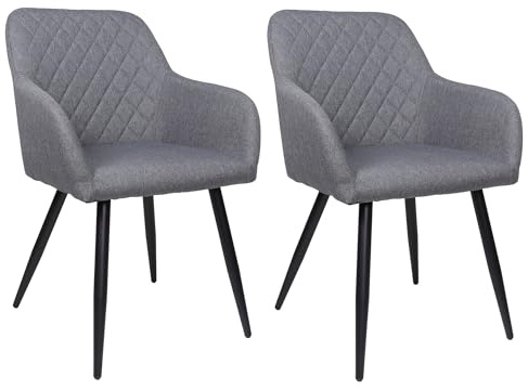 ALBATROS Esszimmerstuhl SILA – 2er Set Polsterstühle mit Armlehnen, Stoff-Bezug, Grau | Küchen- & Esszimmerstühle für Küche, Wohnzimmer & Esszimmer | Esstisch Stühle