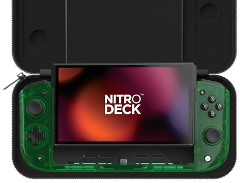CRKD Nitro Deck Limited Edition with Carry Case - Professional Handheld Deck with Zero Stick Drift for Nintendo Switch and Switch OLED (Emerald Green - Crystal Collection)