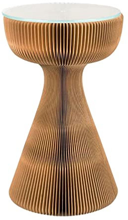 Beistelltisch Klappbarer Beistelltisch, 33 x 53 cm, runder Beistelltisch, kleiner Akzenttisch, Bistro-Couchtisch mit Glastischplatte for Terrasse, Wohnzimmer, Veranda, Balkon, Hinterhof, Garten Coucht