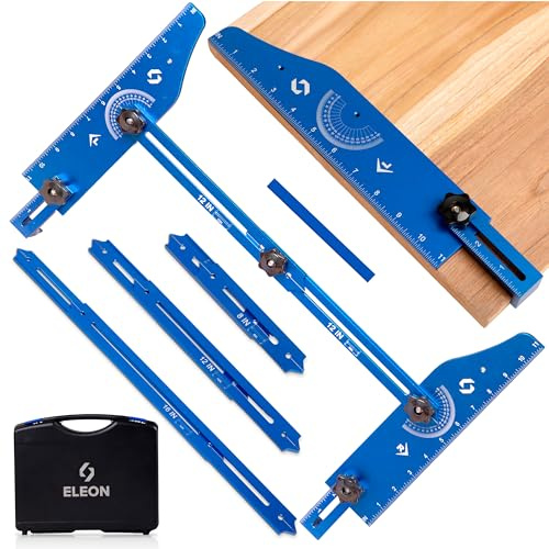 Eleon Stair Tread Template Tool - Aluminum Alloy Stair Tread Jig for Accurately Measuring Angle, Length, & Depth, Stair Gauge Measuring Tool, Compatible with Many Types of Layout Projects (Up to 56)
