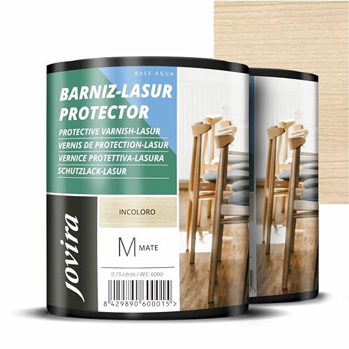 JOVIRA PINTURAS BARNIZ-LASUR Protector MATE al Agua Protege, decora y embellece todo tipo de madera. (2x750 Mililitros, Incoloro) F-14-2