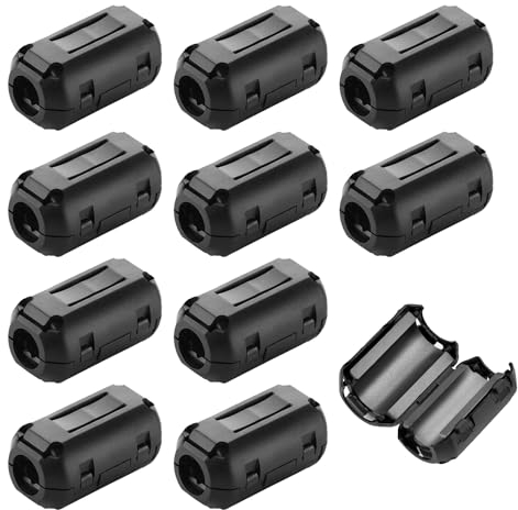 10 Stück Anti-Interferenz-Magnetringe, Aufsteckbare Magnetringe, Abnehmbare Magnetringe, Filter-Magnetringe, Anti-Interferenz-Hochfrequenzfilter, Ferritkerne (Schwarz)