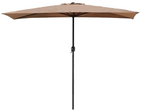 250x130cm Rechteckiger Terrassenschirm, Sonnenschirm Gartenschirm mit Kurbel, UV-Schutz, Wasserdichter Sonnenschirm für Rasen, Garten, Terrasse, Hof, Pool (Color : Khaki, Size : 250x130cm/8.2x4.2ft