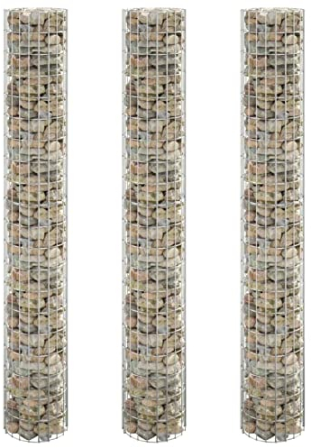 CIADAZ Gabionen-Hochbeete 3 STK. Rund Verzinkter Stahl Ø30x200 cm, Pflanzkübel, Kräuterbeet, Hochbeete-kit, Pflanztrog, Vertikalbeet, Pflanzgefäße - 152022