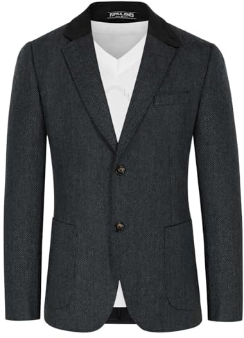 Blazer herr tweed kavaj av ullblandning vintage kavaj 2 knappar grå XXL