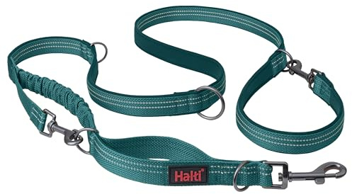 HALTI Anatomy Multifunktionellt hundkoppel - Stötdämpande koppel med karbinhakar i båda ändar, perfekt för hundträning och promenader. Bekvämt att hålla. Lämpligt för valpar (Storlek S, Kricka)