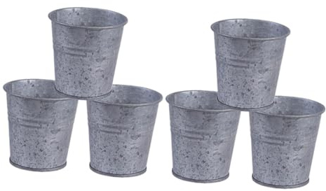 CORHAD 6pcs Decorative Flowerpots Iron Drums Multipurpose Flower Buckets for Desktop Decorations Iron Storage Buckets for Indoor Plant Pots