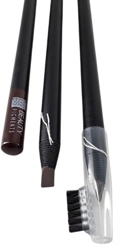 Vorzeichenstifte 3 Stück für Microblading & Permanent Make-Up–sauberes & korrektes Vorzeichnen der Augenbrauen und Augenbrauenhärchen. Auswickelbarer IWSS Beauty Stift in Farbe Braun mit einer Bürste.