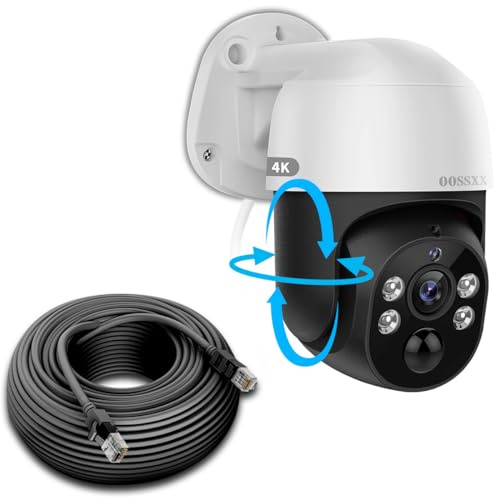 OOSSXX (PoE 4K PTZ Extend Camera) Audio 2 voies 4K/8.0 Mpix PTZ PoE Système de caméra de sécurité extérieure à domicile Caméras IP filaires de vidéosurveillance extérieure