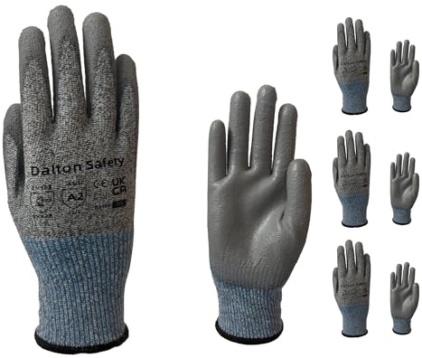 Dalton Safety 3 Pairs Of XL Cut Resistant Level 3 Work Gloves, HPPE Knitted Cuff, PU Coated Palm & Fingertips. Perfect For General Duty, Gardening, Glass Cutting & Sheet Metal Handling