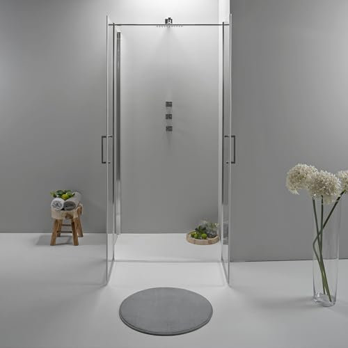 Box Doccia Angolare 70x70 cm - Cabina Doccia con Apertura Saloon, Cristallo Temperato 6mm, Lato Fisso Trasparente, Profilo Cromato e Chiusura Magnetica - Regolabile e Facile da Installare