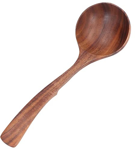 Cucharón de Sopa, Cuchara de Madera, Cucharón de Sopa, Cuchara con Cucharón de Sopa para Cucharón de Sopa (Cuchara grande con gancho curvo)