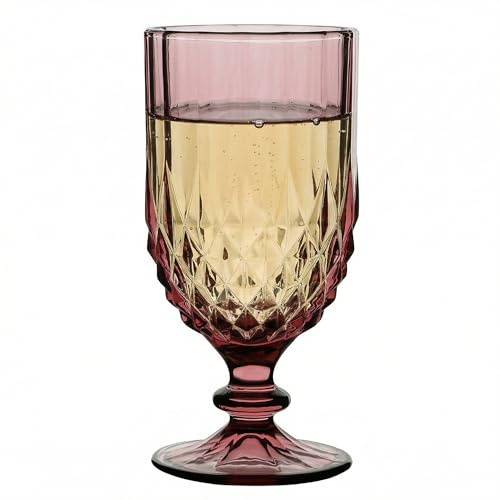 Wine Glass Gift Pink Diamond Embossed Dishwasher Safe Wine Goblet 300ml
