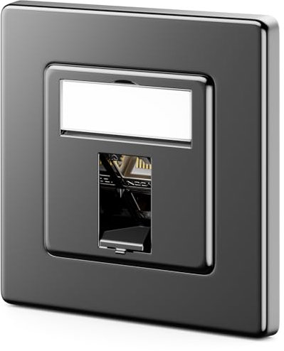 deleyCON 1x Presa di Rete CAT7 1 Porta - 10 Gigabit - Scatola da Incasso Ethernet LAN/Presa Dati Schermata + 1x Keystone RJ45 CAT7 per Cavo Patch DSL e Cavo di Installazione - Nero