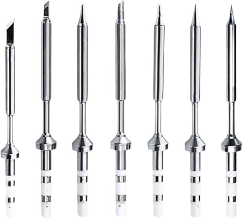 TINMAGI TS100 Lötkolben Spitze, 7 Arten Mini Edelstahl Lötspitzen Ersatz, Lötkolbenspitze Set Tragbarer Lötzubehör TS-K TS-KU TS-B2 TS-I TS-D24 TS-BC2 TS-C4