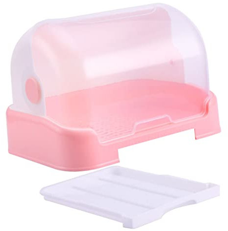 LIFKOME Tendedero para Biberones y Estante para Tazas con Tapa, Plástico PP Transparente, Tamaño Mediano, Bandeja De Drenaje Integrada, Organizador Multifuncional para Cocina y Ñiño