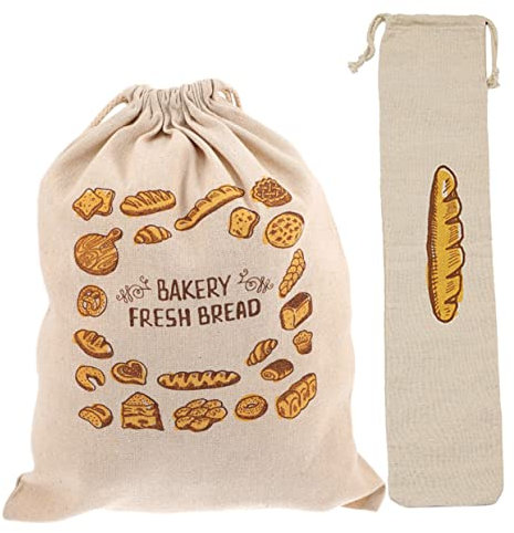 Ciieeo 2Pcs Reusable Drawstring Bread Bags Portable Bread Holders for Easy Storage for Homemade Bread and Giving Material for Bakery Home Use