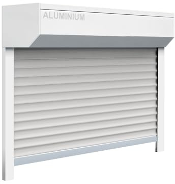 Schellenberg 39064 Vorbaurollladen-Set für Fenster, Rollladensystem Mini, 115 x 90 cm, weiß/grau, Außenrollladen 45° Alu-Vorbaukasten, inkl. Führungsschienen, PVC-Rollladenpanzer
