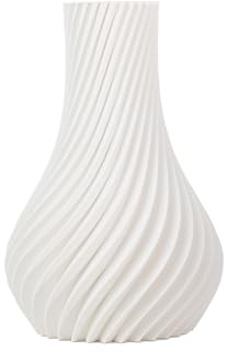 NATUMO Design 3D Vase Kunststoff „Pirum“– bruchsichere Blumenvase modern, Deko Vase mit skulpturaler Form (Weiß, 18 cm)