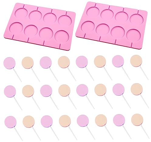 Zerodeko 2 Ensembles Moule à Lollipop Silicone de Ronds avec Bâtonnets Accessoires de Cuisine pour Chocolat et Bonbons pour Pâtisserie Maison