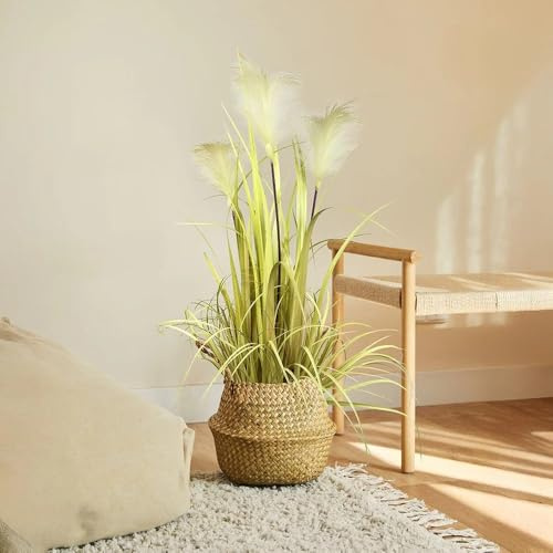 BLAINE - Planta Artificial Gramínea Plumas Marrones 195 cm | Aspecto Hiperrealista para Decoración de Habitación, Interiores y Oficinas Que No Necesita Mantenimiento