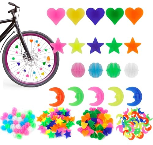 144 Stück Reflektoren Fahrrad Speichenreflektoren Kinder, Bunte Speichenreflektoren Fahrrad Kinder, Bunten Fahrradspeichen Dekorationen, Kinderfahrrad Zubehör Speichenclips für Fahrrad Speichenperlen