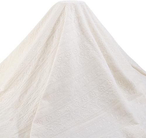 BENECREAT 1 m de nitrógeno de algodón amarillo claro 150 cm tela a rayas anchas con bordado y ojales para ropa, decoración del hogar, manualidades