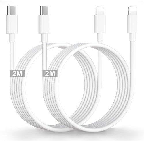 Cable USB C vers Lightning 2M/Lot de 2, Certifié MFi Câble Lightning USB C | Cable iPhone 2M Charge Rapide Câble iPad Fil Chargeur iPhone Cordon pour Apple 14 13 12 Pro Max Mini/11/XS/X/XR/8Plus/2020 SE