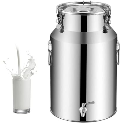 YLKJCE Jarra con Grifo Lechera Acero Inoxidable Grande Cubo para Vino/Recipiente para LáCteos/BidóN De Leche/Jarra con Tapa Sell(Capacity,18liter)