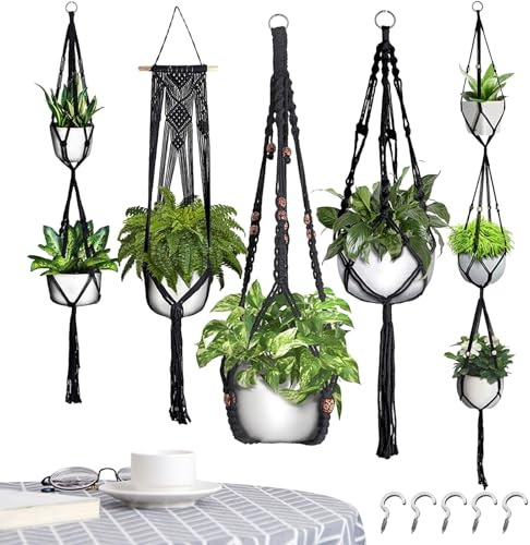 Générique Sospensione interna – Stile bohémien tessuto, vaso sospeso in varie dimensioni, ideale per soffitto, parete, gancio, balcone, ringhiera, camera, succulente, pothos ed