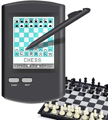 Handheld-Elektronischer Schachcomputer mit LED-Anzeige, KI-Gegner, 220+ Meisterspiele, Lernmodi für Anfänger und Strategieverbesserung