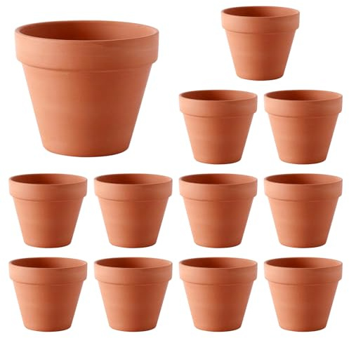 Veebmys 12 Vasetti In Terracotta Per Piantine, Piccoli Vasi In Terracotta Con Fori Di Drenaggio, Fioriere Riutilizzabili Adatte Per Cactus e Fiori, Per Uso Orticoltura (12)