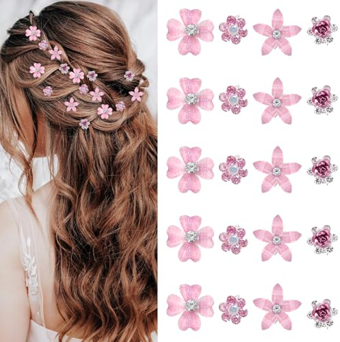 20 Stück haarschmuck kommunion mädchen | blumen haarschmuck | brautschmuck haare für Hochzeit | Kommunion Mädchen Braut Haarschmuck (Rosa B)
