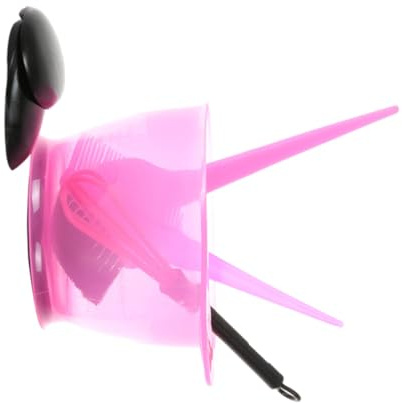 MOBUTOFU Kit de Teinture Capillaire en Plastique et Nylon 5 Pièces Rose Peigne, Bol, Brosse, Protège-oreilles et Outil de Mélange pour Salon et École