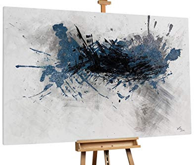 KunstLoft® XXL Gemälde 'Flug der Tauben' 180x120cm | original handgemalte Bilder | Kleckse Abstrakt Grau Grün | Leinwand-Bild Ölgemälde einteilig groß | Modernes Kunst Ölbild