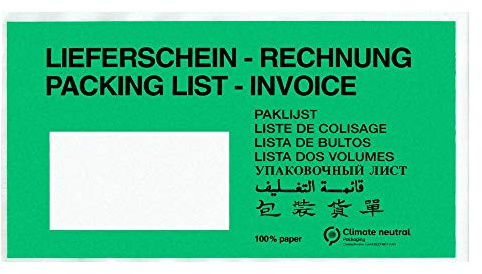 1-PACK Dokumententaschen DIN Lang grün mit Fenster aus Papier, 100 Stück