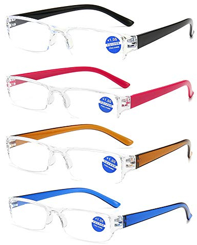 KoKoBin 4 stuck Halbbild ultraleichte Lesebrille Sehhilfen mit Blaulichtfilter Anti-Blau-Lesehilfe für Damen und Herren +2.5