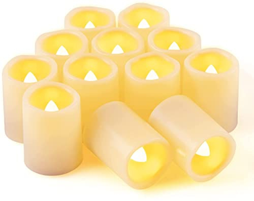 CANDLE IDEA Candele votive a LED, senza fiamma, 3,8 x 5,1 cm, confezione da 12 pezzi, elettriche, alimentate a batteria, per Natale, centrotavola del Ringraziamento