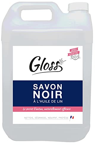 GLOSS - Savon noir a l'huile de lin - Nettoie dégraisse, protège - Prêt à l'emploi - 100% végétal - Compatible contact alimentaire - 5L - Fabrication française, Taille unique