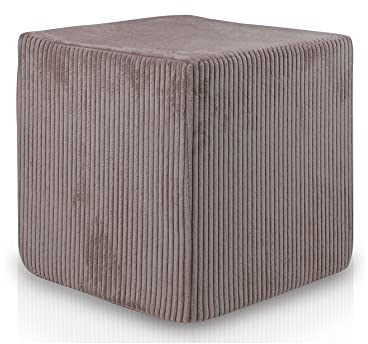 Ecopuf Block Fußhocker aus Cordsamt, komplett abnehmbar, quadratisch, gepolstert, für Innenräume, Maße: 40 x 40 cm, Rosa Puder Sz61