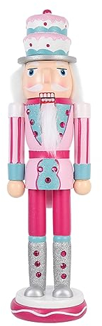 ABOOFAN Christmas Nutcracker Figures Wood Pink Nutcracker Soldier Festive Christmas Decor Ornament for Shelves and Tables