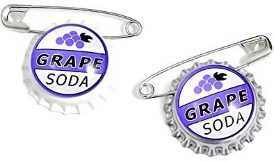 PEALGBI Broche ronde en forme de bouchon de bouteille de soda de raisin - Violet - APPAREL_PIN, 5cm, Acier allié