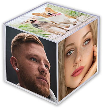 Dekopix Cubo Marco Fotos Personalizado con Tus fotografías. Regalos Personalizados Originales. Fotos 8,5x8,5 cm