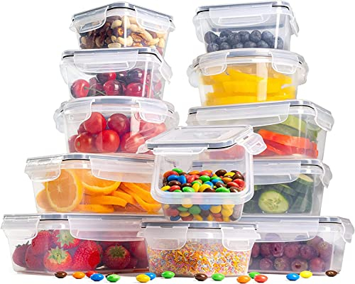 nuovva Airtight Food Storage Containers Set – Plastic Food Containers with Lid – Leak Proof Pantry & Kitchen Containers – Meal Prep Sets with Lids – 24pcs (12 Containers + 12 Lids)