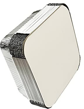 Vassoi in alluminio con coperchi, grandi contenitori in alluminio con coperchi di carta per arrostire, forno, cottura alla griglia e congelamento, 22,9 x 22,9 cm, quadrati (20 vassoi e coperchi)