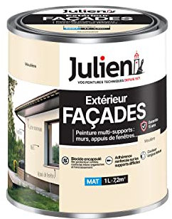 Julien Peinture pour Façades Multi-Supports en phase Aqueuse - Murs extérieurs, appuis de fenêtres, soubassement, gouttières - Meulière 1 L